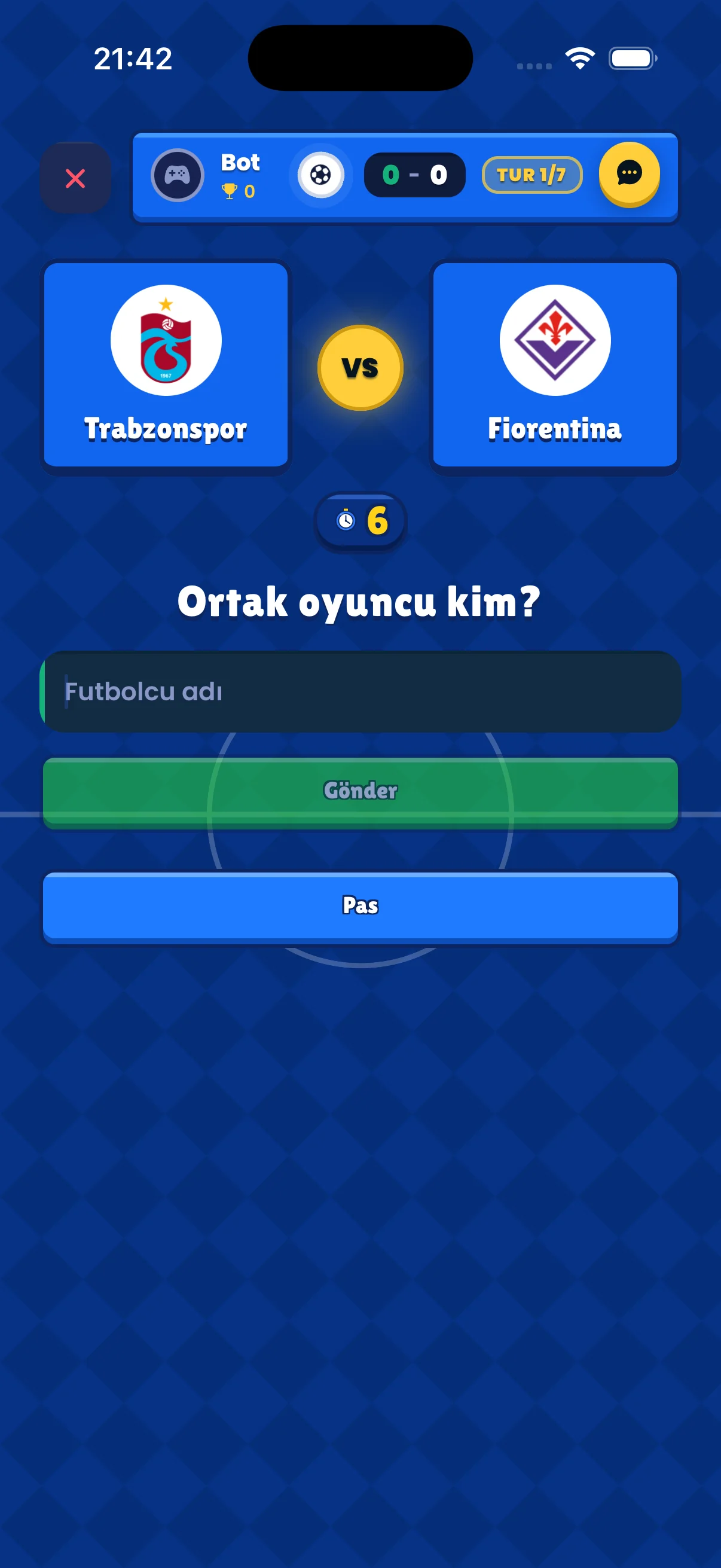 Current Club–Club bot practice, Turkish interface